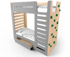 Ліжко двоярусне IndigoWood CuRocks зі скалодромом gray